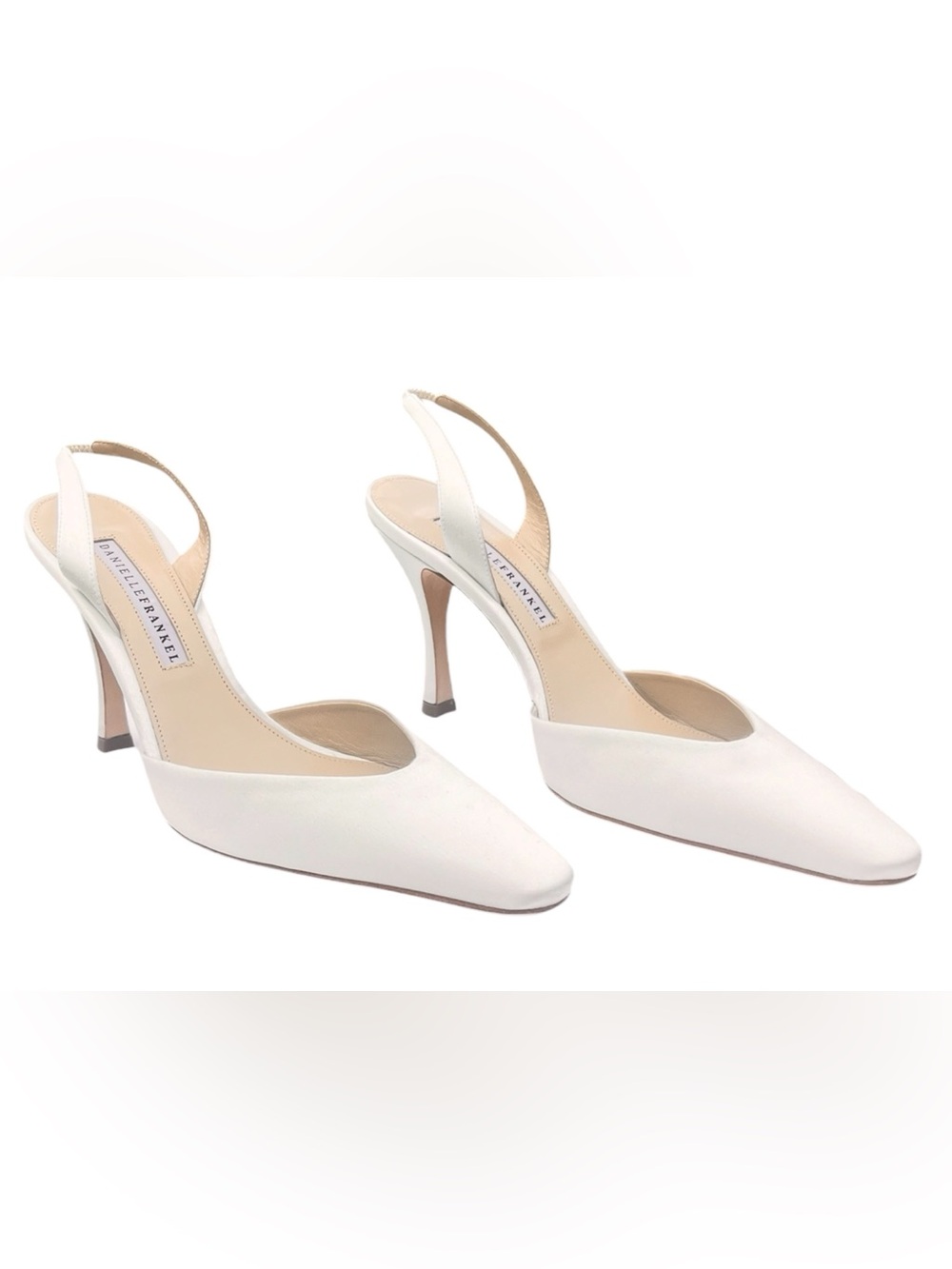 Danielle Frankel Hannah Slingback Ivory Satin Heel Size EU 38.5 US 8.5 Wedding